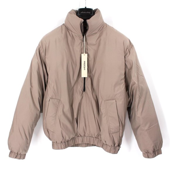 Essentials Fear Of God Quilted Anorak 1/2 Zip Pullover Jacket Desert Taupe S NEW - Picture 2 of 9